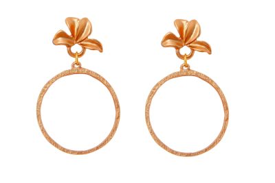 Pendientes dorados de aro fino con cabezal hojas