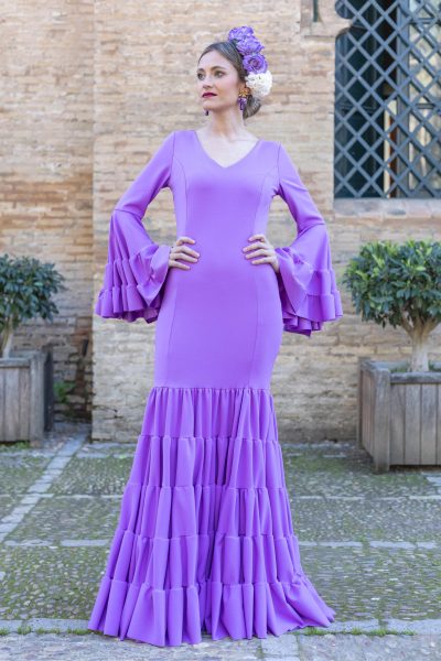 TRAJE DE FLAMENCA QUEJÍO MALVA