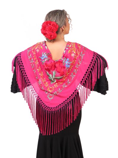 Mantón VICTORIA buganvilla bordado en multicolor
