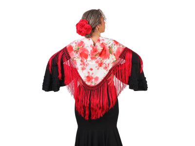 Mantón Primavera rojo