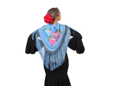 Mantón pintado azul ducado