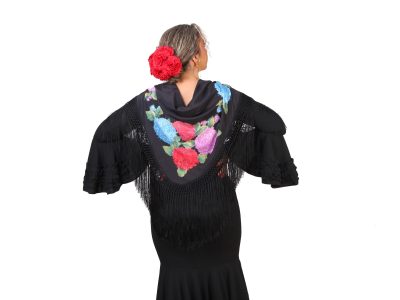 Mantón pintado negro