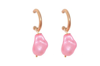Aros pequeños piedra nácar rosa palo