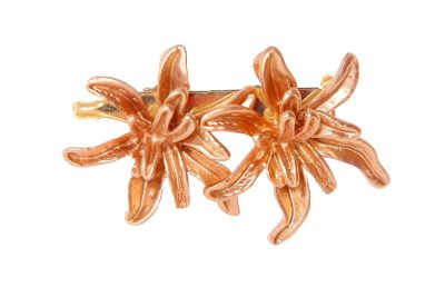 Broche dorado de dos flores