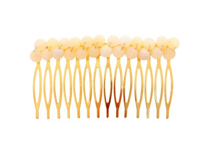 Peinecillo con bolas de piedra Ágata beige