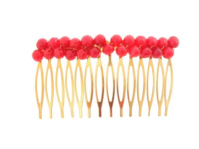 Peinecillo con bolas de piedra Ágata rojo