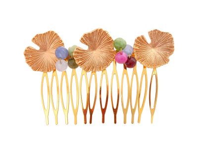 Peinecillo nenúfar con bolas de piedra Ágata en multipastel