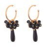 Pendientes de bolas Ágata y lágrimas negras con cabezal de aro
