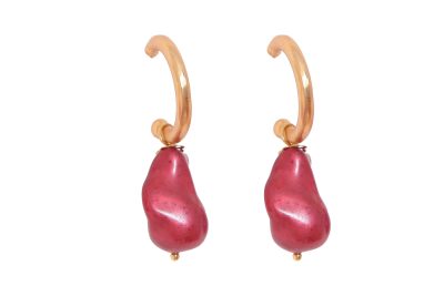 Aros pequeños piedra nácar burdeos