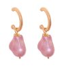 Aros pequeños piedra nácar rosa maquillaje