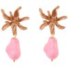 Pendiente de piedras nácar rosa palo con cabezal flor