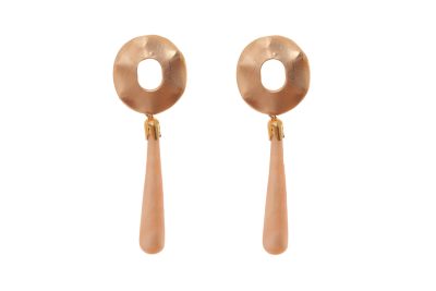 Pendiente de flamenca de lágrima pequeña de piedra cristal color yema cabezal círculo metal