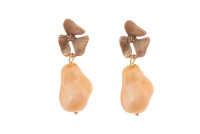 Pendiente de piedras nácar yema con cabezal 3 hojas