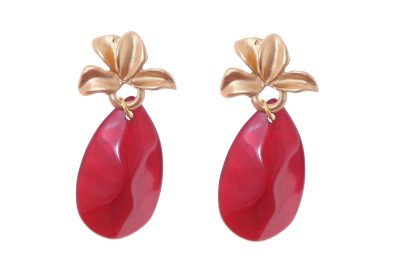 Pendiente de flamenca de lágrima de piedra cristal color burdeos