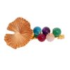 Broche dorado de nenúfar con bolas de piedra Ágata en multicolor