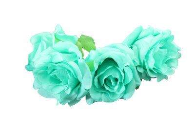 Diadema de rosas en color aguamarina pastel