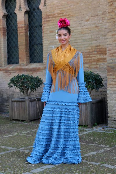 TRAJE DE FLAMENCA ABRIL AZUL