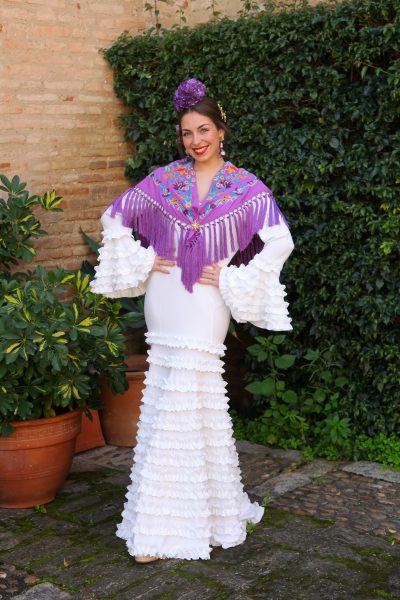 TRAJE DE FLAMENCA ABRIL BLANCO