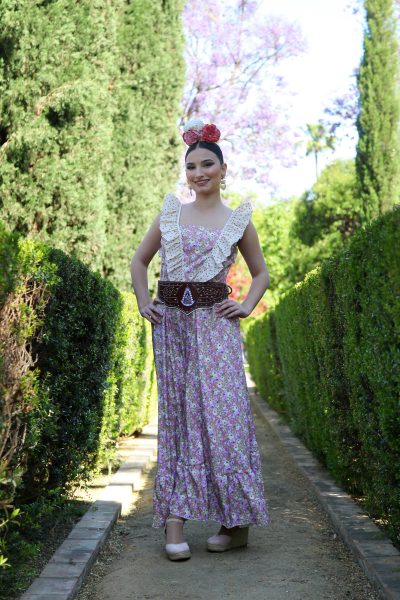 Bata Rociera Flor en tono Rosa empolvado