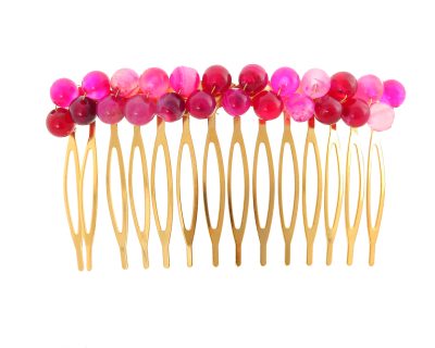 Peinecillo con bolas de piedra Ágata buganvilla