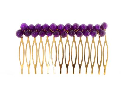 Peinecillo con bolas de piedra Ágata morado