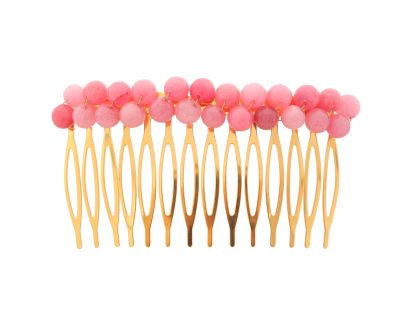 Peinecillo con bolas de piedra Ágata rosa