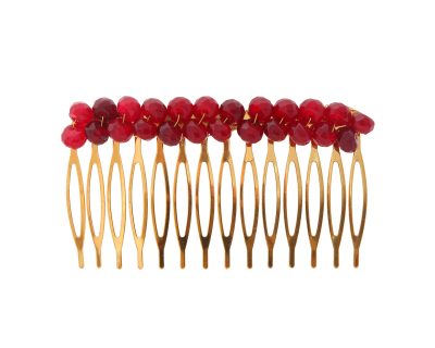 Peinecillo con bolas de piedra Ágata burdeos