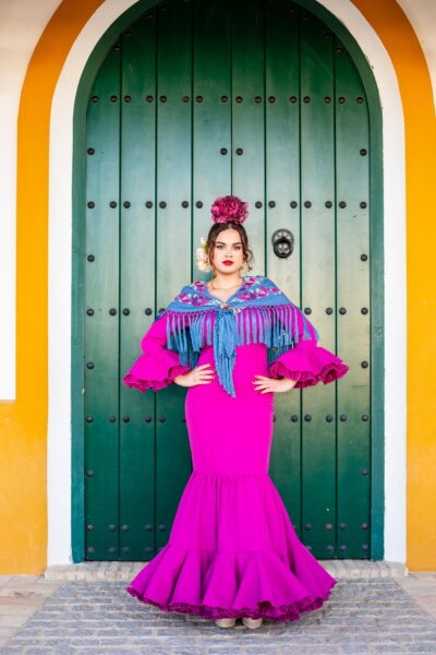 Traje de flamenca Abril Buganvilla
