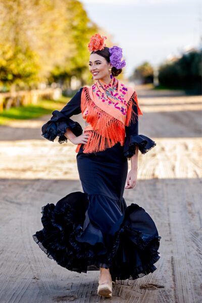 Traje de flamenca Abril Negro