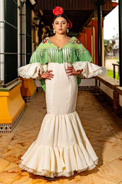 Traje de flamenca Abril Blanco