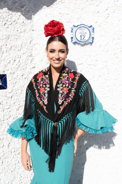 Traje de flamenca Abril Verde Agua