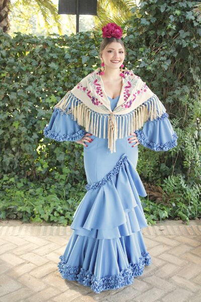 Traje de flamenca Valentina Azul