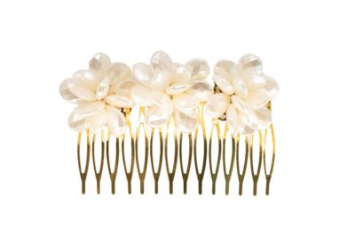 Peinecillo flores en nácar blanca