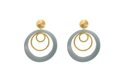Pendientes de aros azul y aplique dorado