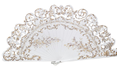Abanico Blanco con detalles en Dorado