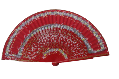 Abanico Rojo pintado de flores Multicolor