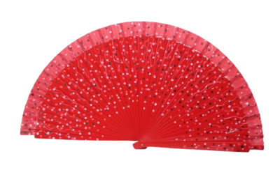 Abanico Rojo de lunares
