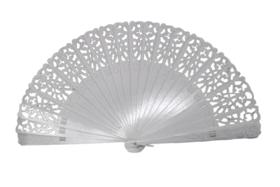 Abanico Blanco con detalles Plateados