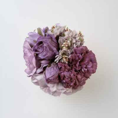 Ramillete tiara de flamenca multicolor en tonos malvas