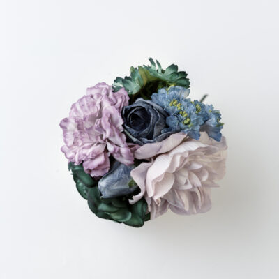 Ramillete tiara de flamenca multicolor en tonos verde agua y malva