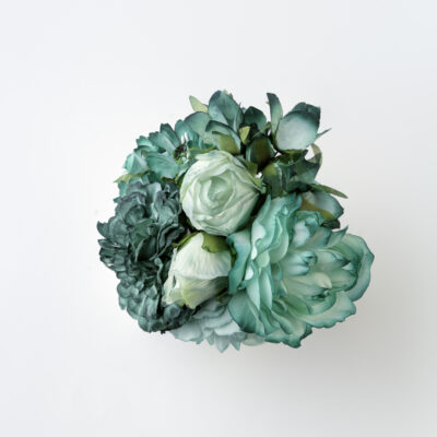 Ramillete tiara de flamenca multicolor en tonos verde agua