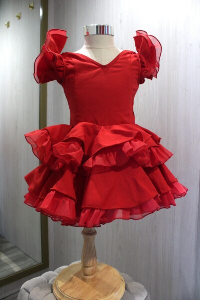 Traje de flamenca niña Triana Rojo