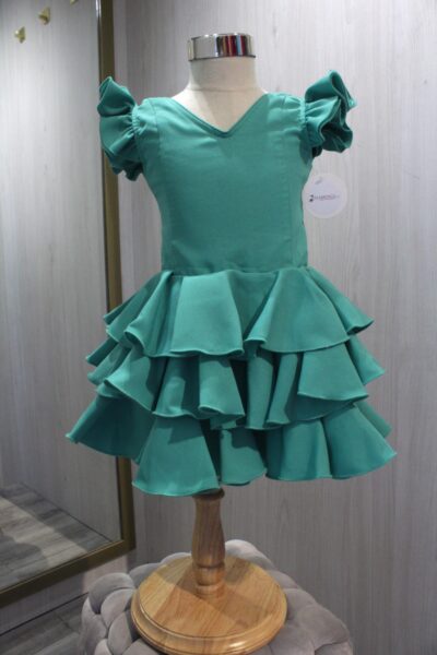 Traje de flamenca niña Manuela Aguamarina