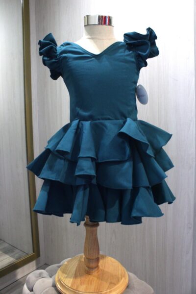 Traje de flamenca niña Manuela Verde Petróleo