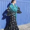 Traje de flamenca Atenea negro lunares blancos