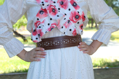 Fajín/ Cinturón rociero de Piel picado Color marrón oscuro