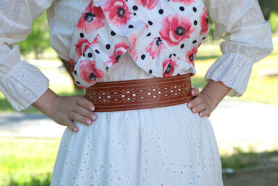 Fajín/ Cinturón rociero de Piel picado Color Cuero