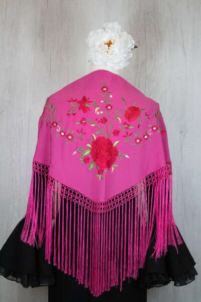 Mantón buganvilla bordado en multicolor