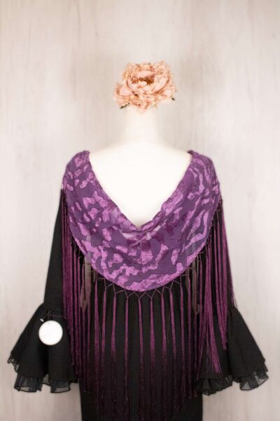 Mantón de cebra terciopelo malva