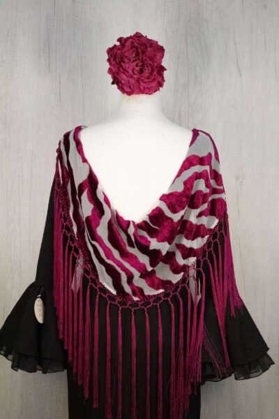 Mantón cebra de terciopelo morado